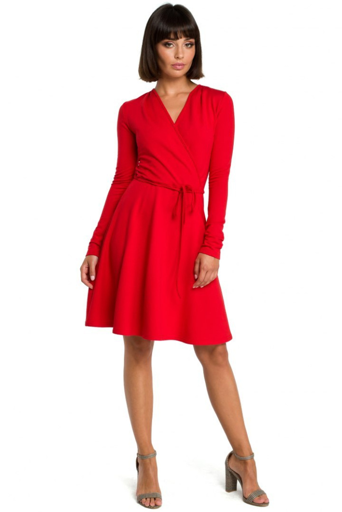 Sukienka midi - Rozkloszowana - czerwona